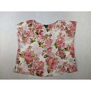 NUE OPTIONS PETITE - WOMEN'S SHEER PINK FLORAL PRINT BLOUSE TOP - SIZE PXL